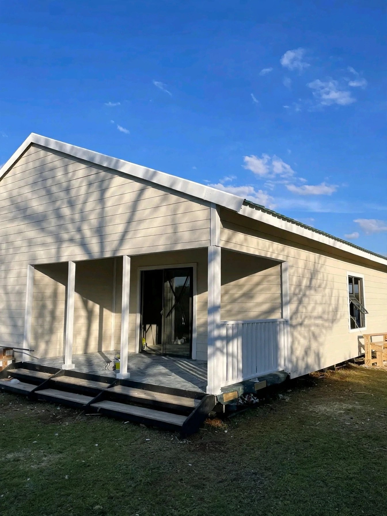 Clad home photographed with exterior under construction