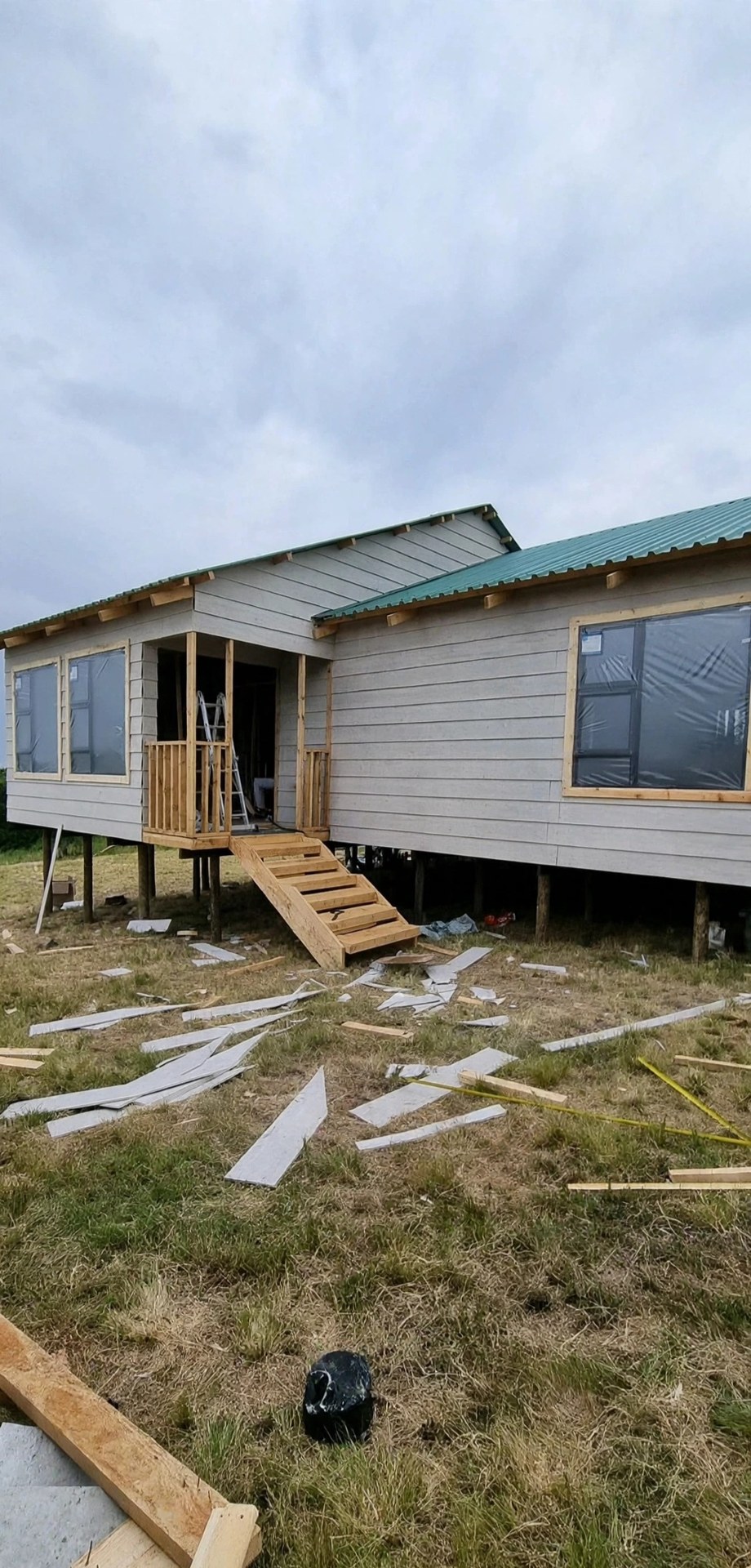 Clad home photographed during construction